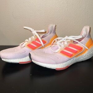 Orange and White Adidas Ultraboosts